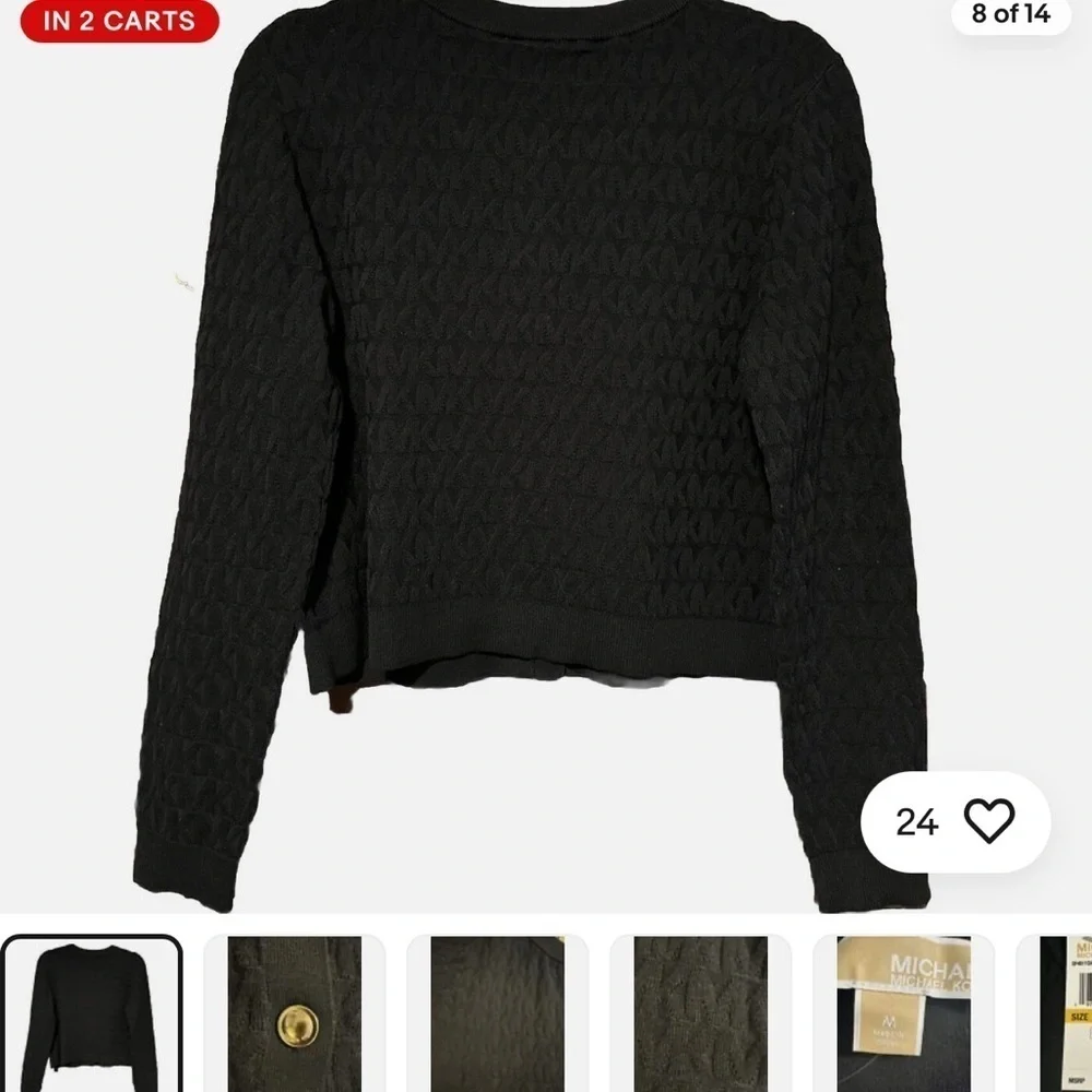 NWT Michael Kors Women Long Sleeves Logo Knitted Sweater